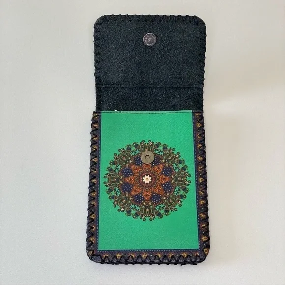 NEW Nasturtium Art of Living Kaleidoscope Vegan Leather Crossbody Phone Bag - Picture 4 of 10